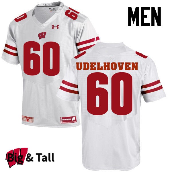 Wisconsin Badgers Men's #60 Connor Udelhoven NCAA Under Armour Authentic White Big & Tall College Stitched Football Jersey GM40I15OM